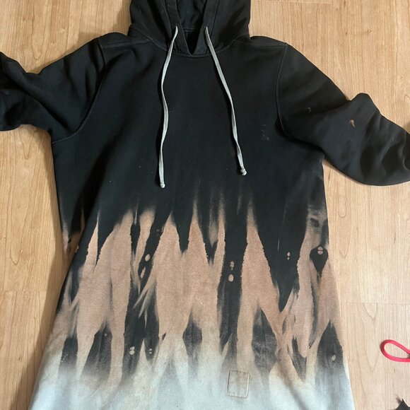 Rick Owens Drkshdw Knit Sweatshirt Pullover Hoodie with Flames - Picture 2 of 7